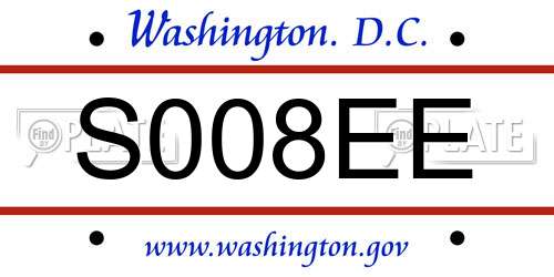 S008EE District Of Columbia License Plate