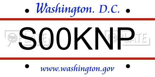 S00KNP District Of Columbia License Plate