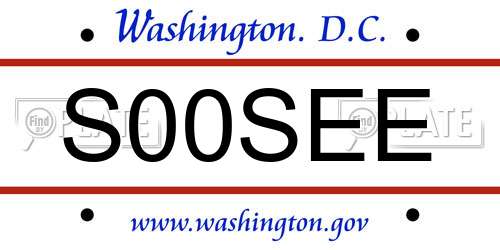 S00SEE District Of Columbia License Plate