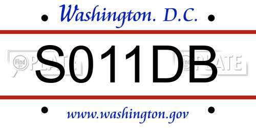 S011DB District Of Columbia License Plate