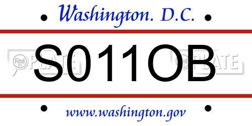 S011OB District Of Columbia License Plate