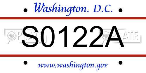 S0122A District Of Columbia License Plate