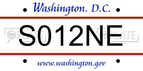 S012NE District Of Columbia License Plate