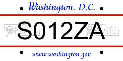 S012ZA District Of Columbia License Plate