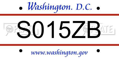 S015ZB District Of Columbia License Plate