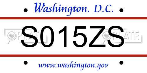 S015ZS District Of Columbia License Plate