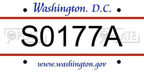 S0177A District Of Columbia License Plate