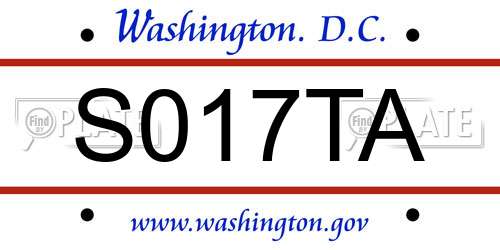 S017TA District Of Columbia License Plate