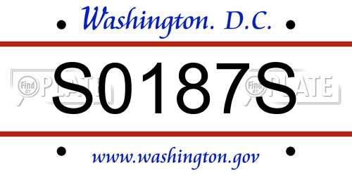 S0187S District Of Columbia License Plate