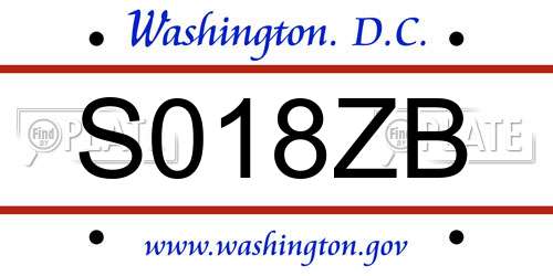 S018ZB District Of Columbia License Plate