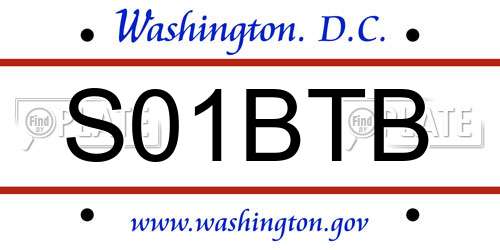 S01BTB District Of Columbia License Plate