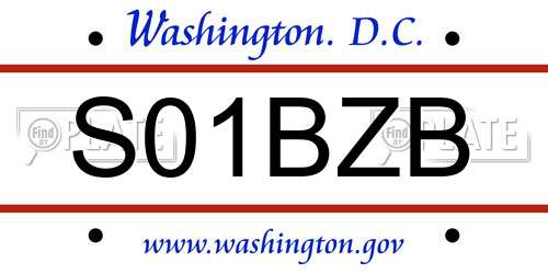 S01BZB District Of Columbia License Plate