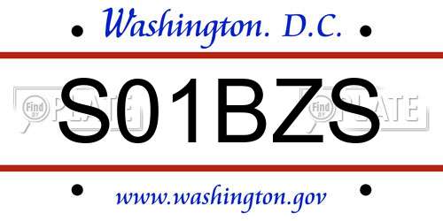 S01BZS District Of Columbia License Plate