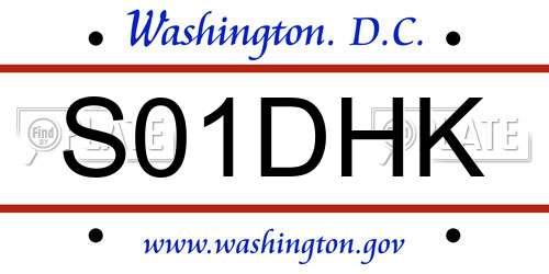S01DHK District Of Columbia License Plate