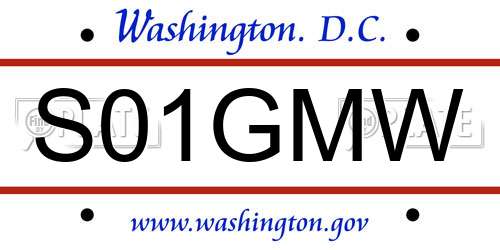 S01GMW District Of Columbia License Plate