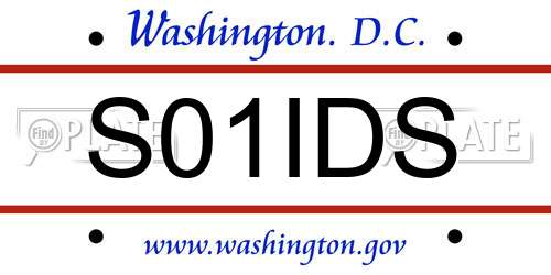 S01IDS District Of Columbia License Plate