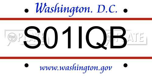S01IQB District Of Columbia License Plate