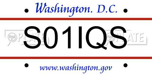 S01IQS District Of Columbia License Plate