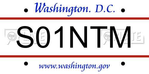 S01NTM District Of Columbia License Plate
