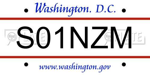 S01NZM District Of Columbia License Plate