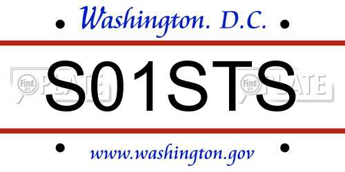S01STS District Of Columbia License Plate