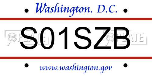 S01SZB District Of Columbia License Plate