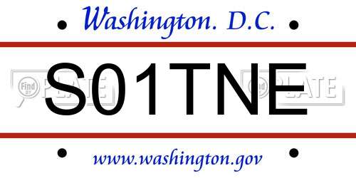 S01TNE District Of Columbia License Plate