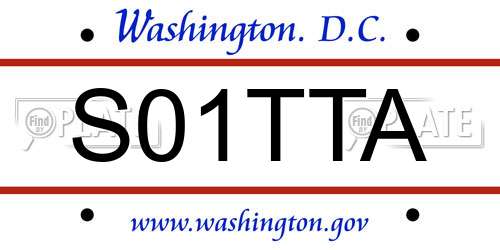 S01TTA District Of Columbia License Plate
