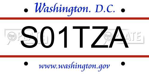 S01TZA District Of Columbia License Plate