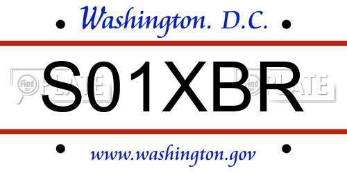 S01XBR District Of Columbia License Plate