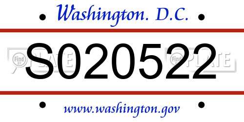 S020522 District Of Columbia License Plate