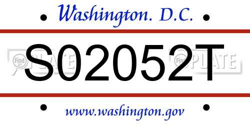 S02052T District Of Columbia License Plate
