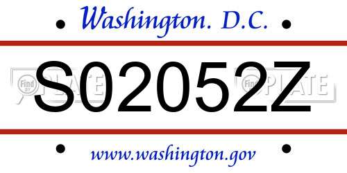 S02052Z District Of Columbia License Plate