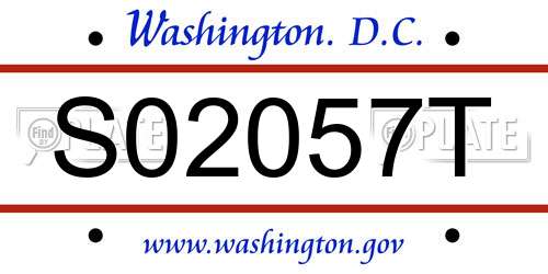S02057T District Of Columbia License Plate