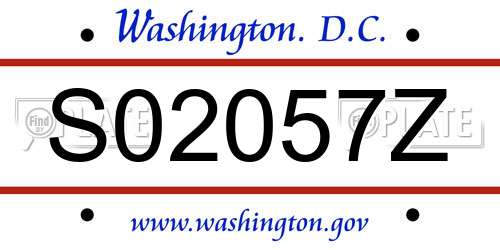 S02057Z District Of Columbia License Plate