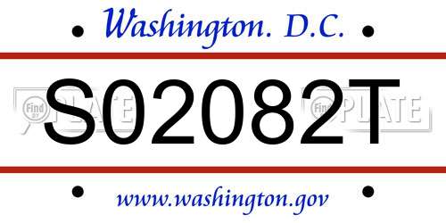 S02082T District Of Columbia License Plate