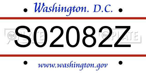 S02082Z District Of Columbia License Plate