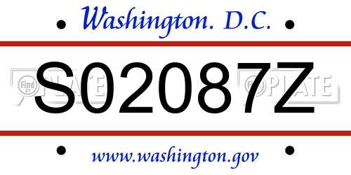S02087Z District Of Columbia License Plate