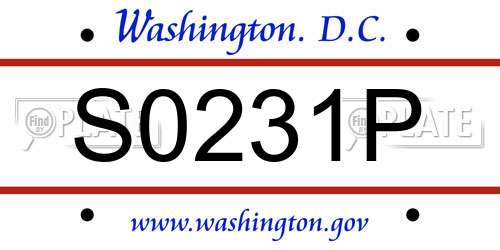 S0231P District Of Columbia License Plate
