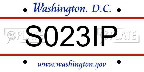 S023IP District Of Columbia License Plate