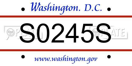 S0245S District Of Columbia License Plate