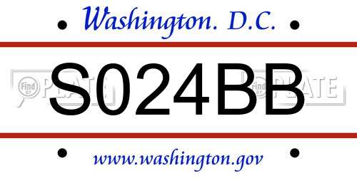 S024BB District Of Columbia License Plate