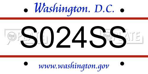 S024SS District Of Columbia License Plate