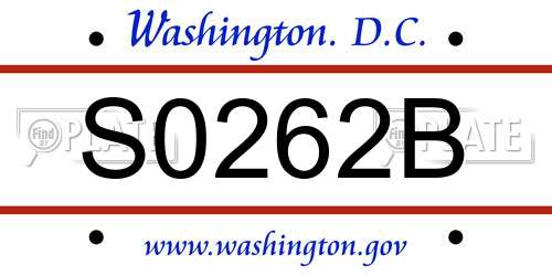 S0262B District Of Columbia License Plate