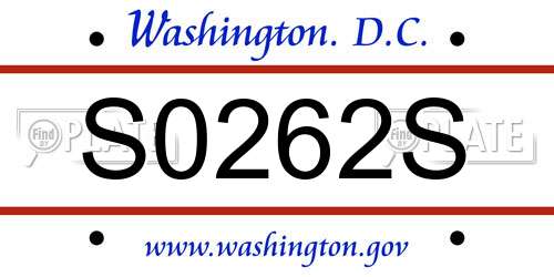 S0262S District Of Columbia License Plate