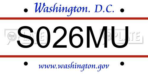 S026MU District Of Columbia License Plate