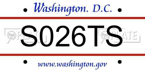S026TS District Of Columbia License Plate
