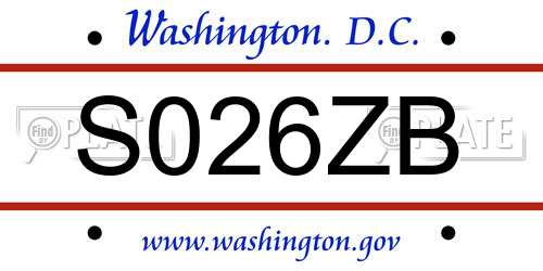 S026ZB District Of Columbia License Plate