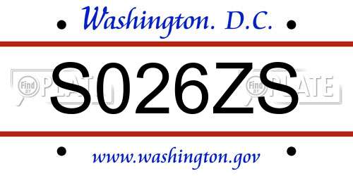 S026ZS District Of Columbia License Plate