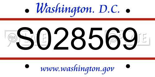 S028569 District Of Columbia License Plate